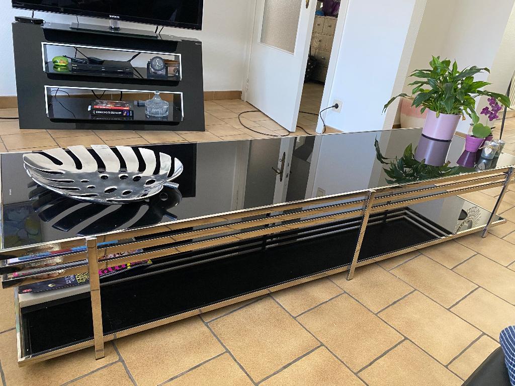 Table basse, Maison & Meubles, Tables | Tables de salon, 150 à 200 cm, Moins de 50 cm, Verre, Comme neuf