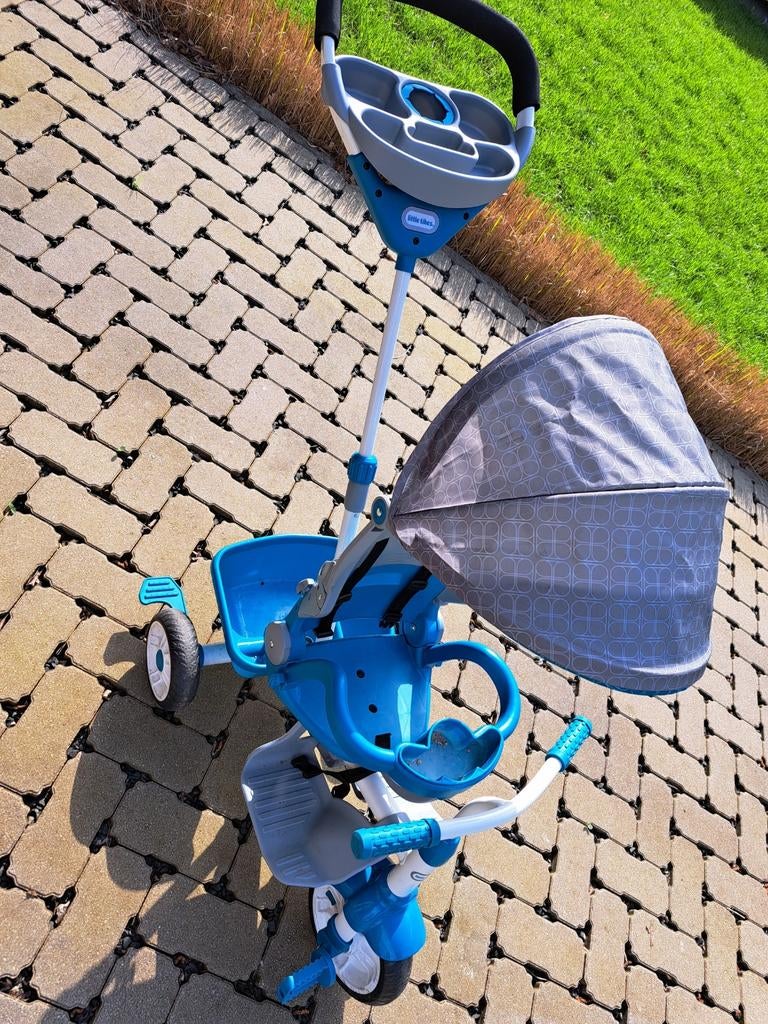 Little Tikes driewieler 4 in 1 perfect fit - blauw, Vélos & Vélomoteurs, Enlèvement, Utilisé, Little tikes, Tige de poussée