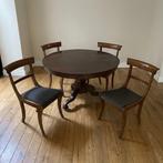 Antieke houten ronde tafel met 4 stoelen, Ophalen