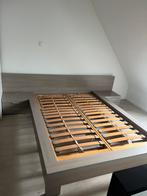 Houten bed voor 140x200 matras met verstelbare hoofdsteunen, Ophalen, Tweepersoons, Zo goed als nieuw, 200 cm