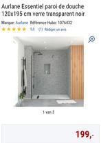 paroi de douche 120x195 cm verre transparent noir, Enlèvement