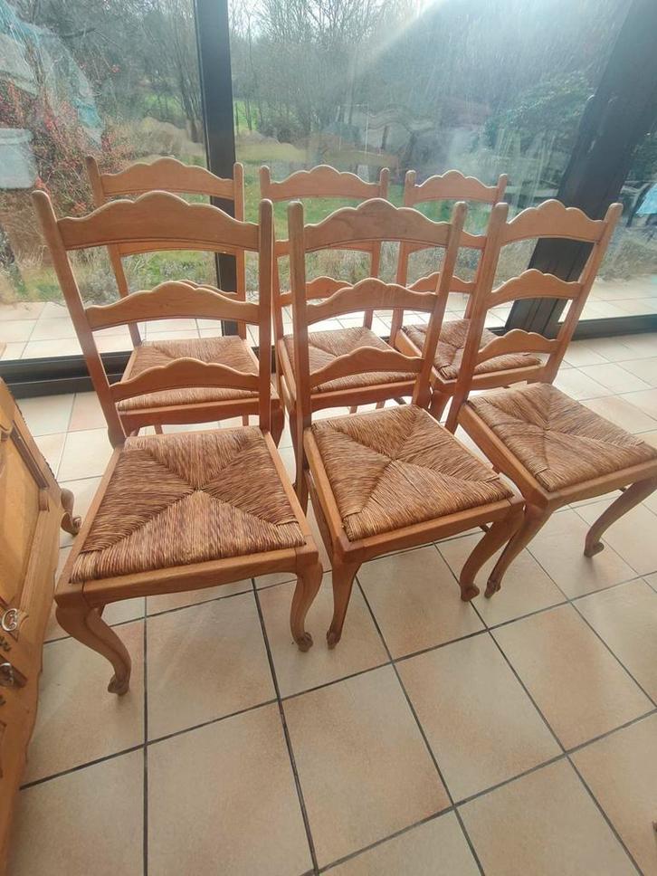 Set van 6 massief eikenhouten stoelen, Antiek en Kunst, Antiek | Meubels | Stoelen en Sofa's, Ophalen