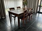 Vintage eetkamertafel incl. stoelen, Ophalen, Gebruikt, Vintage, 4 tot 6 stoelen