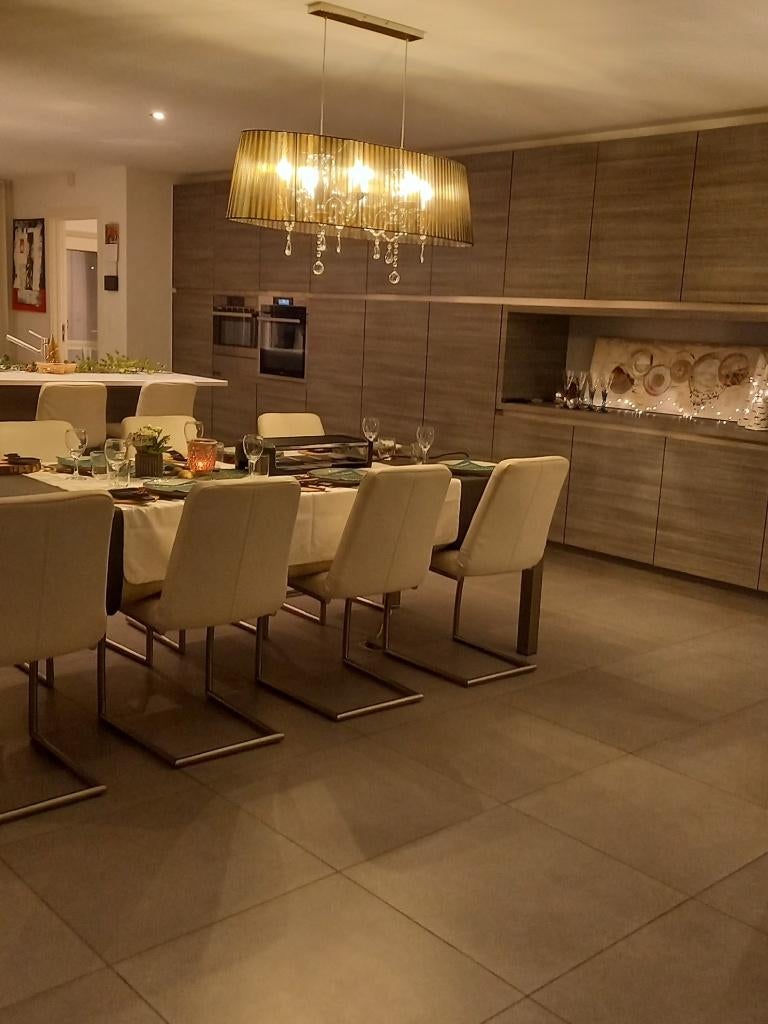 Luster , kroonluchter 6 dimbare ledlampen, Enlèvement, Comme neuf, Tissus