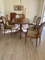 Ovalen Engelse tafel met 6 médaillon stoelen stijl LouisXVI, Huis en Inrichting, Ophalen, 200 cm of meer, 50 tot 100 cm, Vijf personen of meer