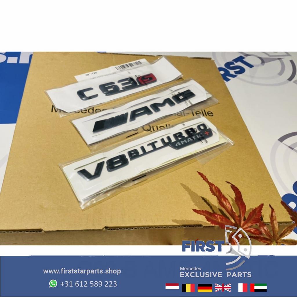 W205 C63S 4MATIC+ AMG LOGO SET ZWART EMBLEMEN SET Mercedes C