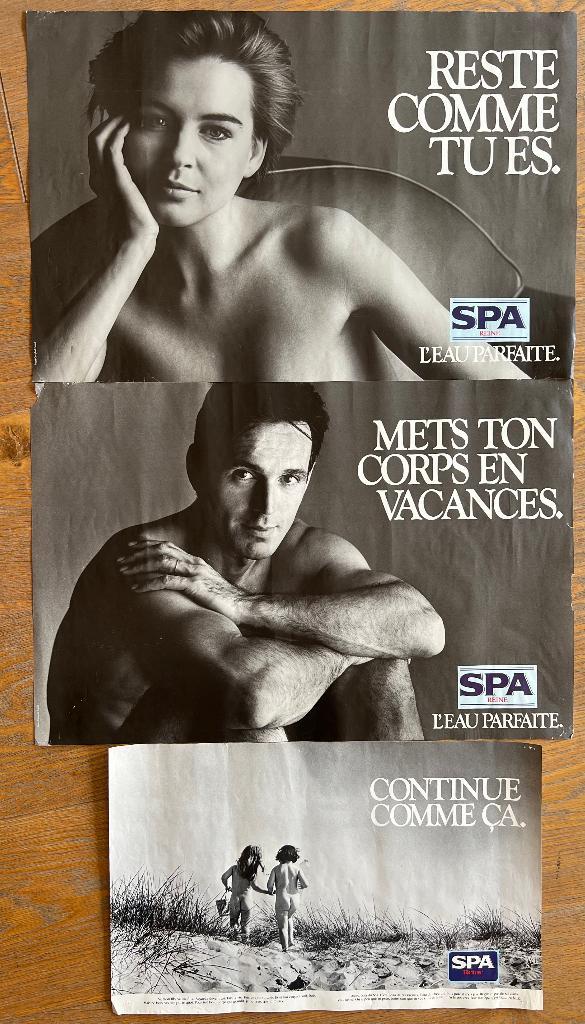 3 affichettes publicités  Spa années 80, Collections, Posters & Affiches, Utilisé, Publicité, A1 jusqu'à A3, Enlèvement