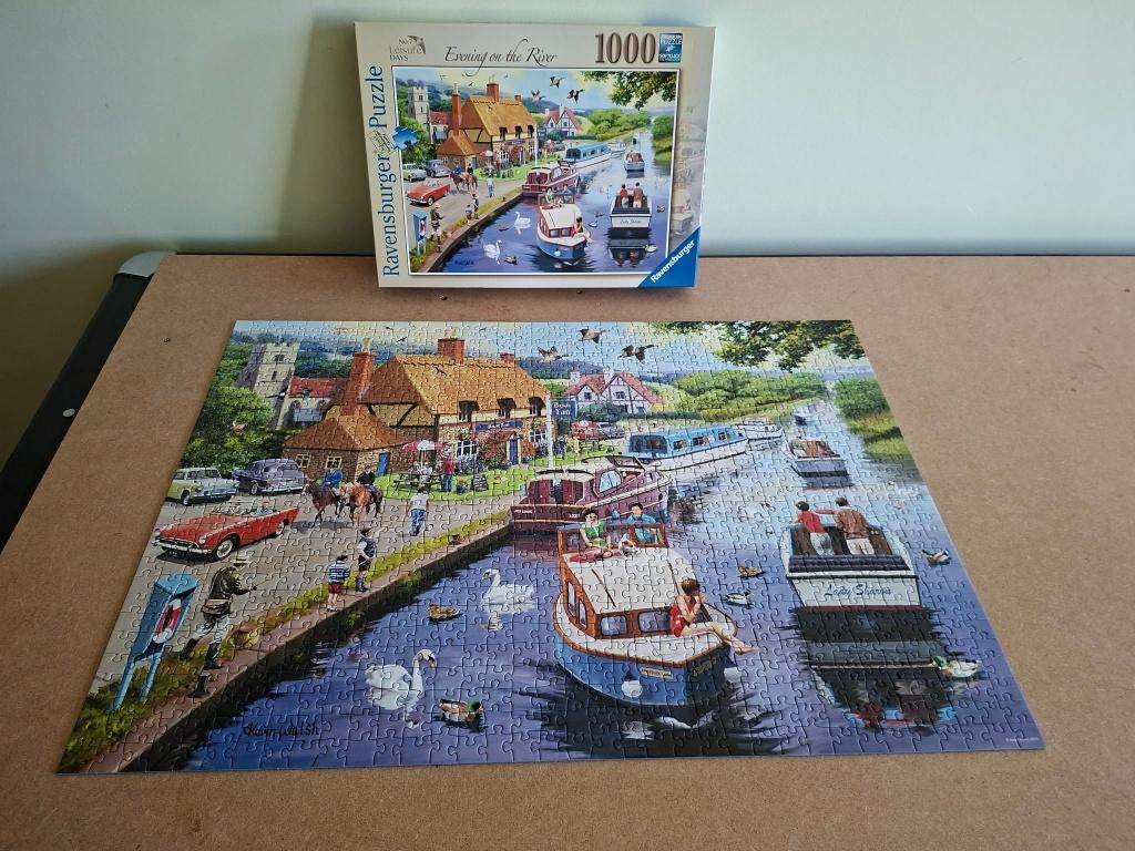 Ravensburger: Puzzel "Evening on the river" (1000 stukken), Ophalen of Verzenden, 500 t/m 1500 stukjes, Zo goed als nieuw, Legpuzzel
