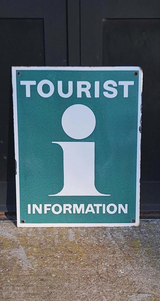 Vintage emaille bord Tourist Information., Collections, Marques & Objets publicitaires, Utilisé, Panneau publicitaire, Enlèvement ou Envoi
