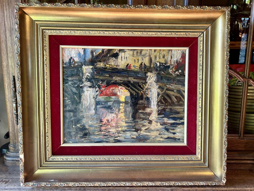 Armand Jamar. Le vieux pont sur la Sambre (Namur). 1930., Antiquités & Art, Enlèvement ou Envoi