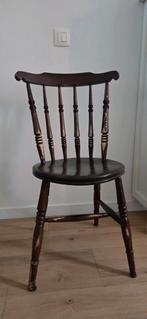 4 stevige donkere houten cafestoelen, Huis en Inrichting, Ophalen, Gebruikt, Bruin, Vier