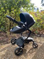 Mima zwarte lederen kinderwagen, Kinderen en Baby's, Kinderwagens en Combinaties, Gebruikt, Verstelbare duwstang, Ophalen, Kinderwagen