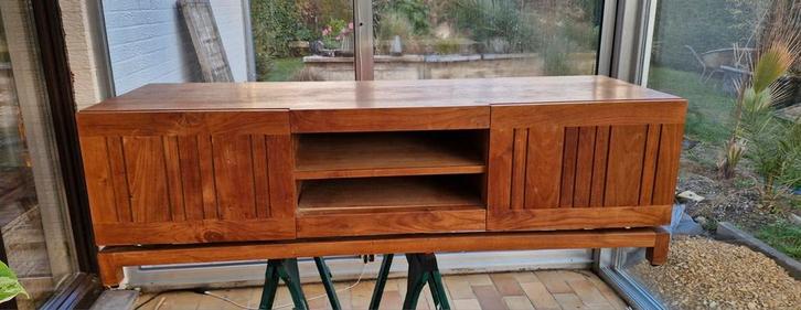 Meuble TV en teck, Maison & Meubles, Armoires | Mobilier de télévision, Comme neuf, 100 à 150 cm, 50 à 100 cm, 50 à 75 cm, Teck