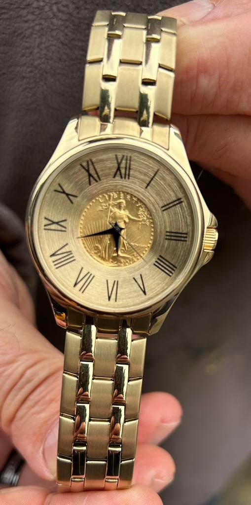 Coinwatch Limited Edition horloge 019/499 — compleet, Ophalen, Zo goed als nieuw, Goud, Goud