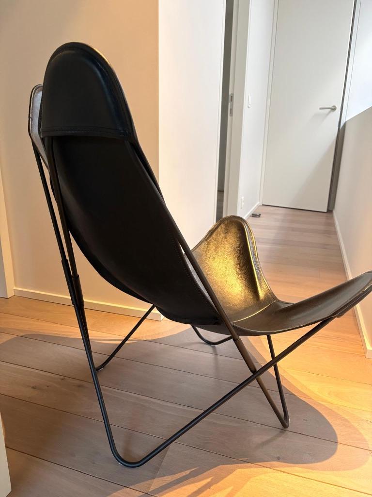 Leather Butterfly Chair Design stoel, Huis en Inrichting, Stoelen, Ophalen, Zwart, Leer, Zo goed als nieuw