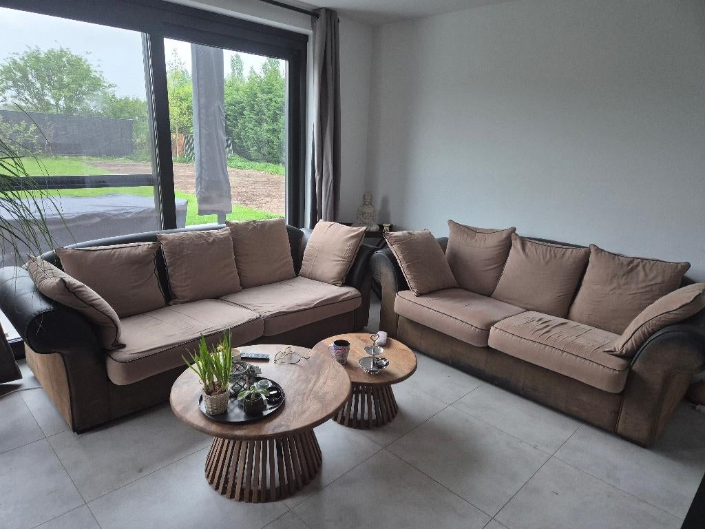 Salon, Maison & Meubles, Canapés | Coins salons complets, Comme neuf, Cuir, Enlèvement