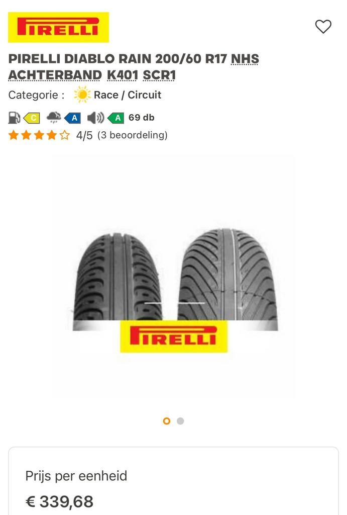 Pirelli banden moto Panigale Circuit regen Diablo Rain nieuw, Auto-onderdelen, Banden en Velgen, Band(en), 17 inch, Overig, Nieuw