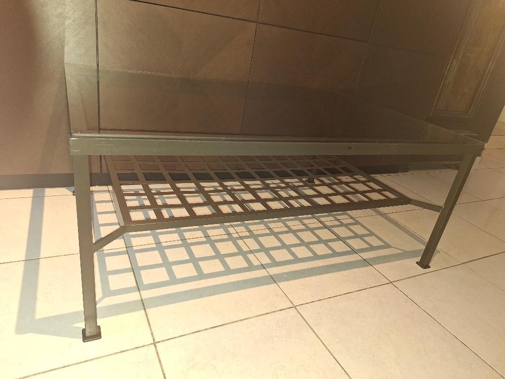 Table de salon, 100 à 150 cm, Moins de 50 cm, Fer forgé Verre trempé, Verre