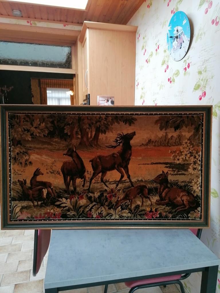 Wand tapijt rendieren jaren 1960, Ophalen, Goud