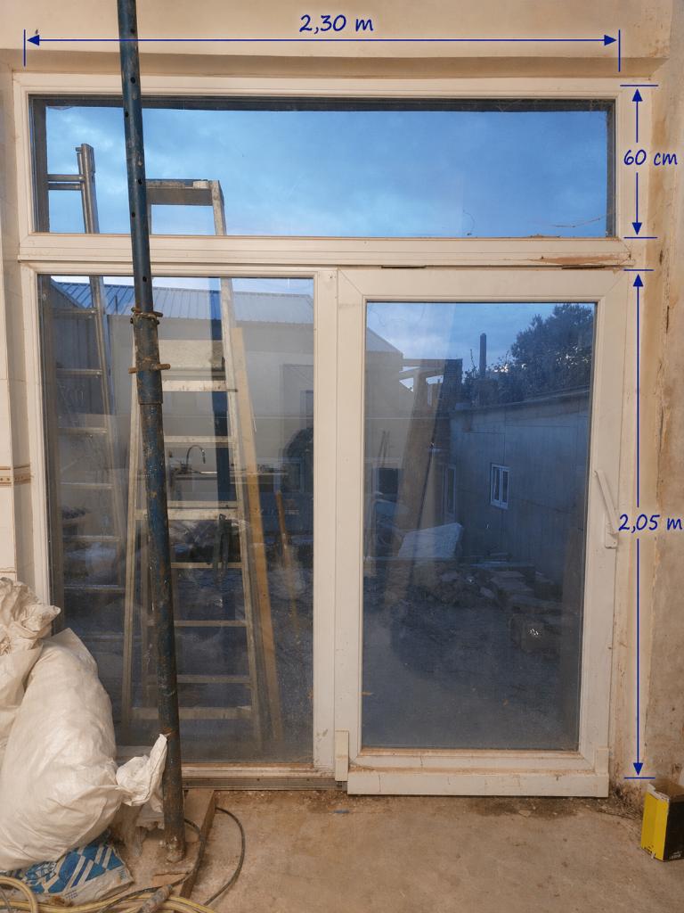 porte-fenêtre PVC blanc double vitrage – 2,30  2,65 m, Enlèvement, Utilisé, 225 cm ou plus, 225 cm ou plus
