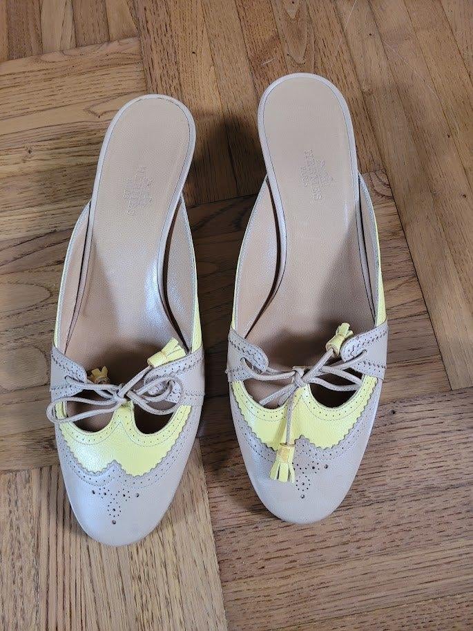 Chaussures Hermes 37.5, Enlèvement ou Envoi, Beige, Comme neuf, Hermes