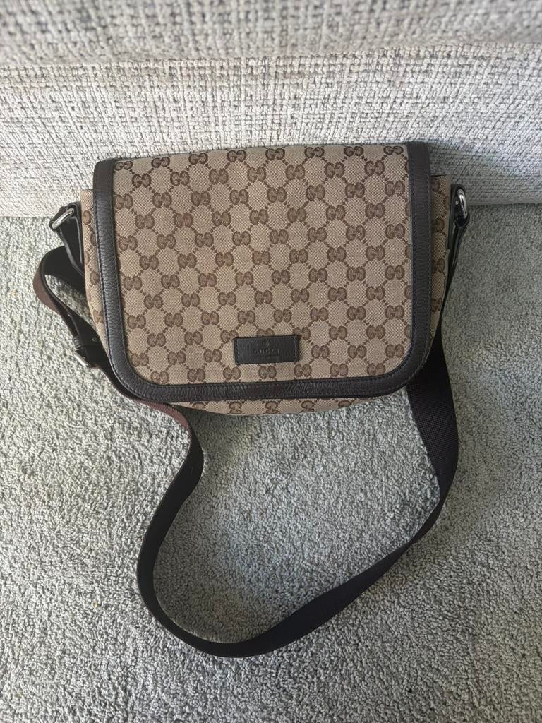 Gucci GG Canvas Messenger Bag, Ophalen, Gebruikt, Beige