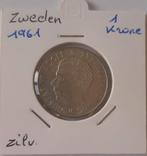 Zweden 1 kroon 1961 zilver, Ophalen of Verzenden