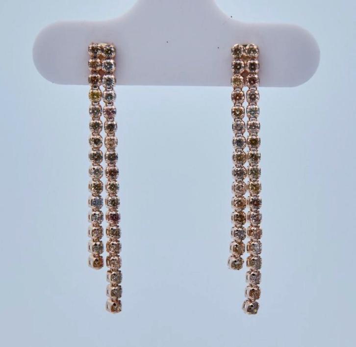 Boucles d'oreilles en or jaune avec 66 diamants, Bijoux, Sacs & Beauté, Boucles d'oreilles, Neuf, Pendantes, Or, Avec pierre précieuse