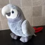 Knuffel grijze papegaai met rode staart, Kinderen en Baby's, Speelgoed | Knuffels en Pluche, Zo goed als nieuw, Verzenden