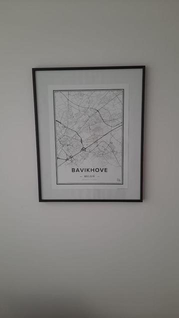 Lijst - Poster - België – BAVIKHOVE– Stadskaart – Kaart – Zw beschikbaar voor biedingen