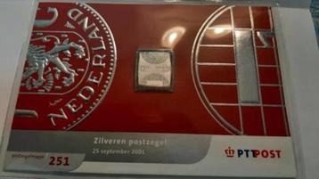 12,75 gulden - zilveren postzegel 2001 - Nederland beschikbaar voor biedingen