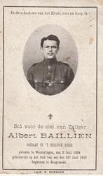 Gesneuvelde 14/18 Albert Baillien Wouteringen Hoogstade, Verzamelen, Bidprentjes en Rouwkaarten, Ophalen of Verzenden