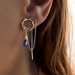 Saffier oorbellen setje , verguld met 14k goud, Handtassen en Accessoires, Oorbellen, Blauw, Ophalen of Verzenden, Zo goed als nieuw