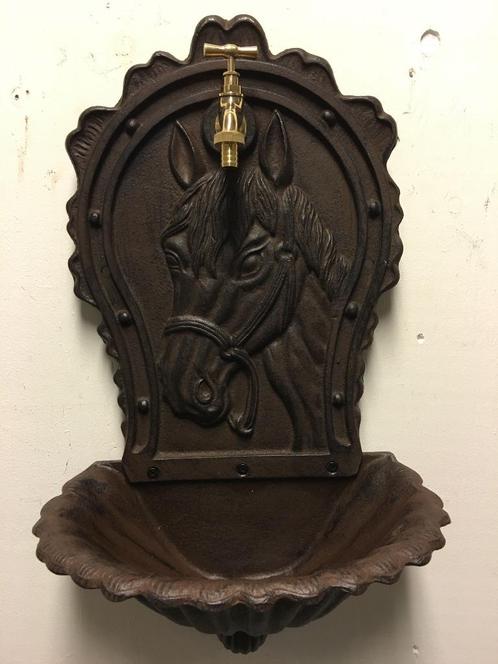 Wandwasbak gietijzer bruin met paardenhoofdlogo, mooi!!!, Tuin en Terras, Tuinwanddecoratie, Ophalen of Verzenden