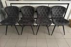 4 stoelen grijs fluweel, Huis en Inrichting, Stoelen, Ophalen, Zo goed als nieuw, Grijs, Stof