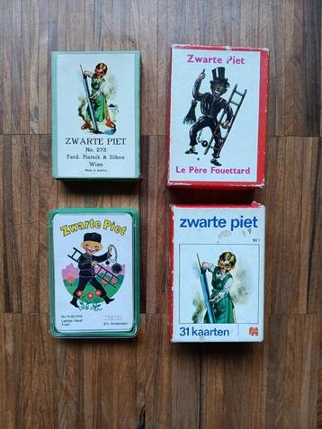 Set van 4 oude kaartspellen (Zwarte Piet) beschikbaar voor biedingen