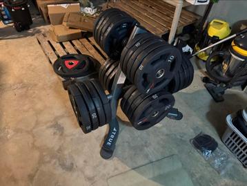 420kg olympische schijven 50mm + professioneel rek beschikbaar voor biedingen