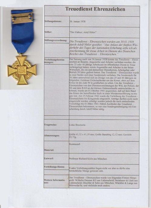 Medaille 1938 'Fur Treue Dienste' + foto + postkaart, Verzamelen, Militaria | Tweede Wereldoorlog, Overige soorten, Embleem of Badge
