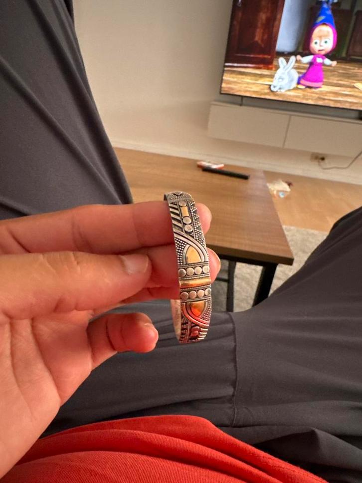 925 zilveren armband, handgemaakt met decoratieve stenen, Antiek en Kunst, Antiek | Zilver en Goud, Ophalen