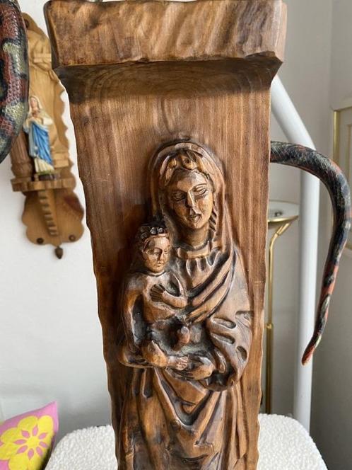 mooie spaanse eiken vintage madonna 50 x 15 cm, Antiek en Kunst, Antiek | Religieuze voorwerpen, Ophalen of Verzenden