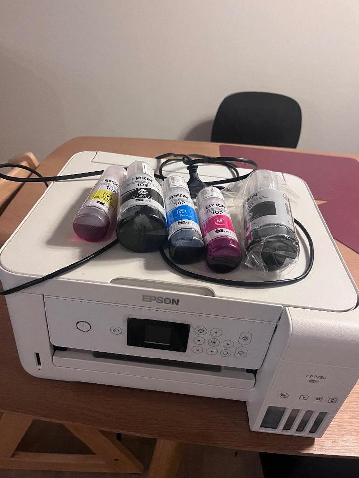 Printer Epson Ecotank met inkt, Computers en Software, Printers, Gebruikt, Printer, Kleur printen, Kopieren, Scannen, Ingebouwde Wi-Fi