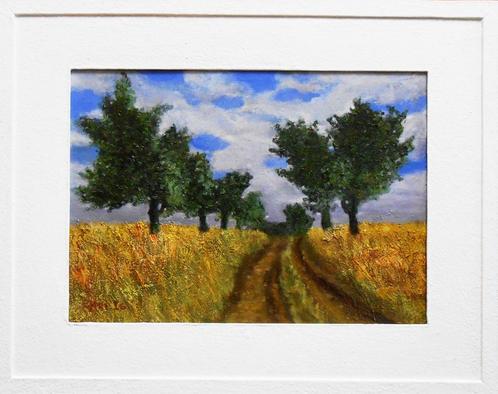 "Landelijk landschap" Schilderij in frame ", Antiek en Kunst, Kunst | Schilderijen | Modern, Verzenden