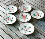 6 Boch bordjes, schoteltjes met rozerode bloemen, Antiek en Kunst, Ophalen of Verzenden