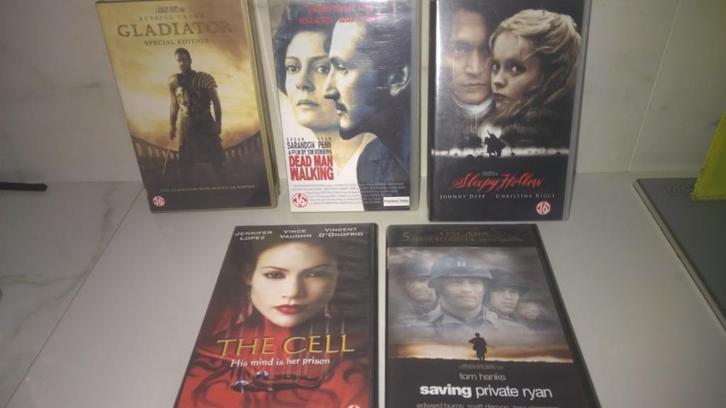 VHS : 5 top films: oorlog - thriller - horror - actie- drama, Cd's en Dvd's, VHS | Film, Zo goed als nieuw, Drama, Ophalen of Verzenden