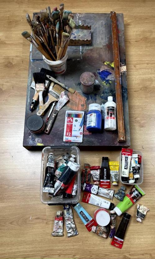 Lot kunstschildersspullen - €150 - Schoten, Hobby en Vrije tijd, Schilderen, Gebruikt, Overige typen, Ophalen