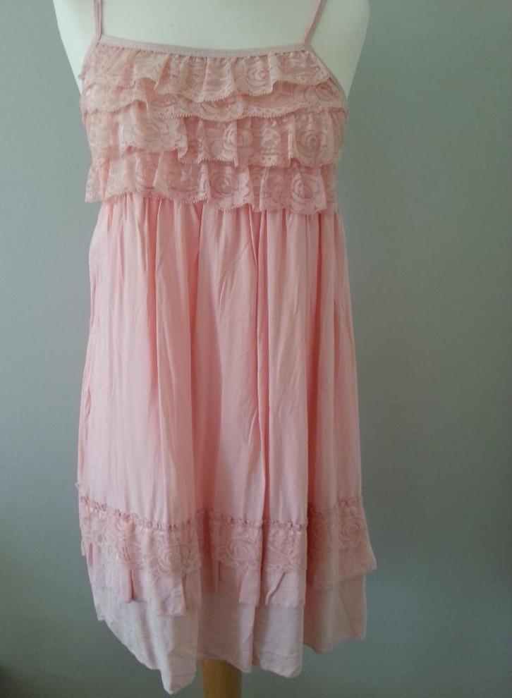 fijn roos kort kleedje / bain de soleil volants + kant NIEUW, Kleding | Dames, Jurken, Nieuw, Maat 36 (S), Roze, Boven de knie