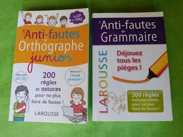 Larousse,ANTI-FAUTES GRAMMAIRE + L'anti-fautes d'orthographe beschikbaar voor biedingen