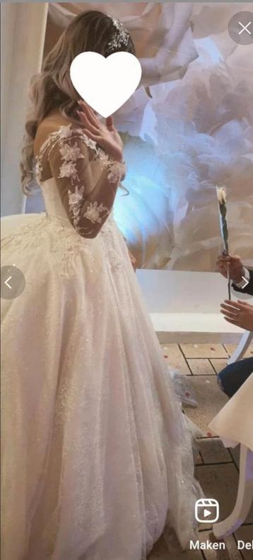 Trouwkleed trouwjurk bruidsjurk met 3 meter afneembaar staat