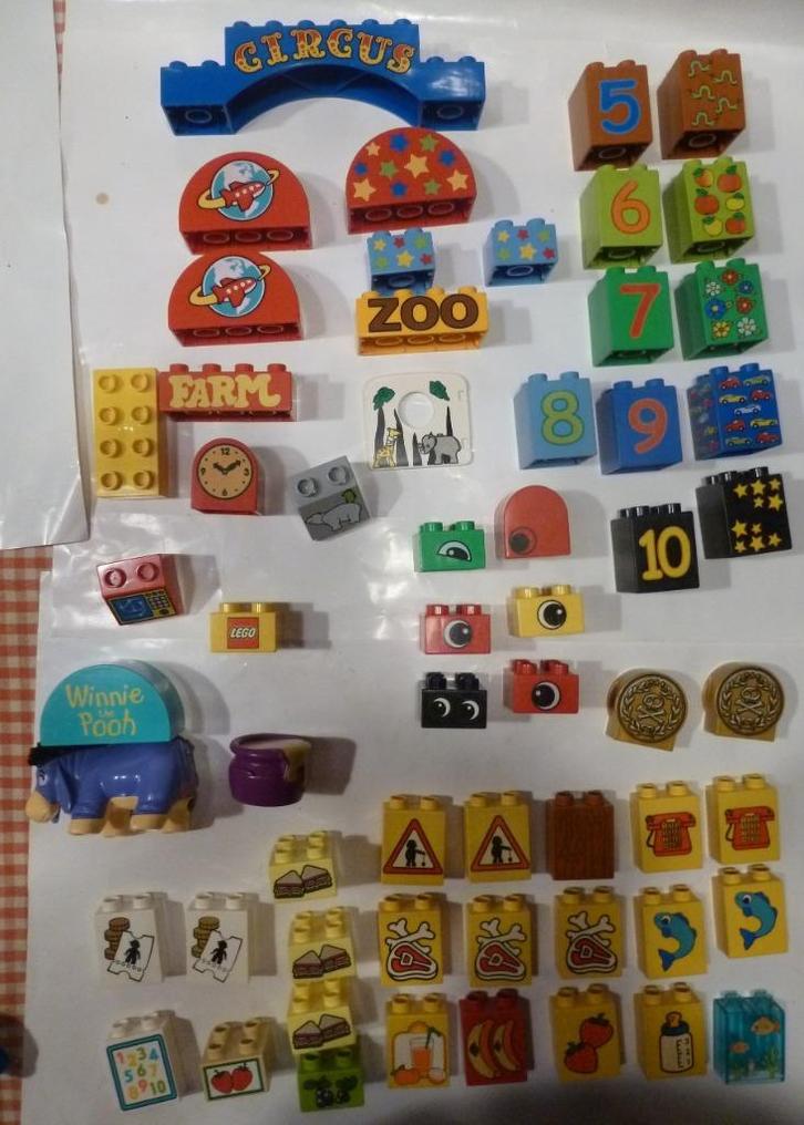 Duplo losse blokken met print of sticker, ook vintage !, Kinderen en Baby's, Speelgoed | Duplo en Lego, Duplo, Losse stenen, Ophalen of Verzenden