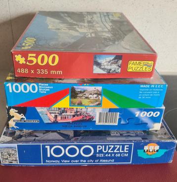 4 puzzles de 500 & 1000 pces 